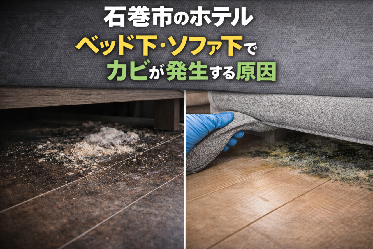 石巻市のホテルで増える「ベッド下・ソファ下カビ」問題――埃が引き金となる見えないリスク | 失敗しないカビ除去と日常生活でできる防止策|ブログ