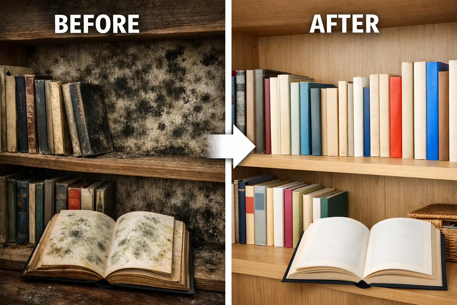 本棚に潜むカビの危険性とは？見えない湿気と紙製品が招く劣化リスクと徹底対策
