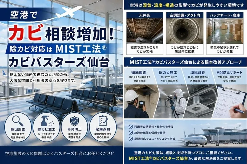 空港でカビ相談が急増中！見えない汚染を見逃さない除カビ対策とは
