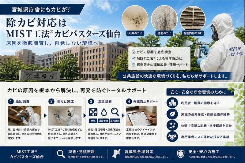 宮城県庁舎にもカビが発生？公共施設の見えないリスクと除カビ対策の最前線