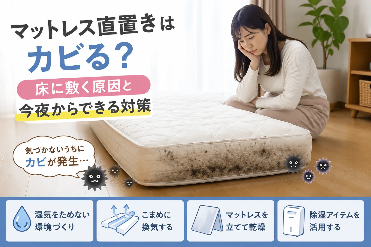 マットレス直置きはカビる?床に敷く原因と今夜からできる対策