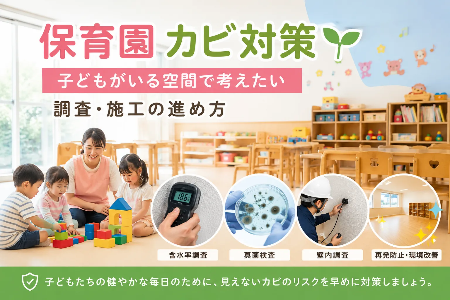保育園 カビ対策｜子どもがいる空間で考えたい調査・施工の進め方
