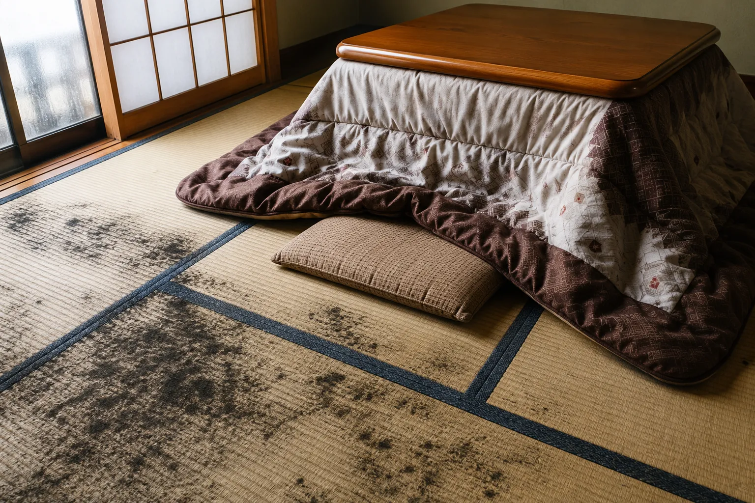 こたつ カビ|出しっぱなしで畳がカビる?冬の東北あるある