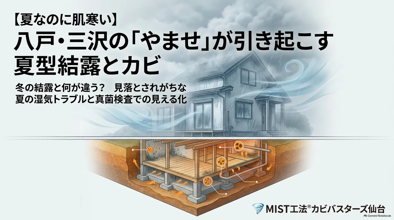 【夏なのに肌寒い】八戸・三沢の「やませ」が引き起こす夏型結露とカビ😨