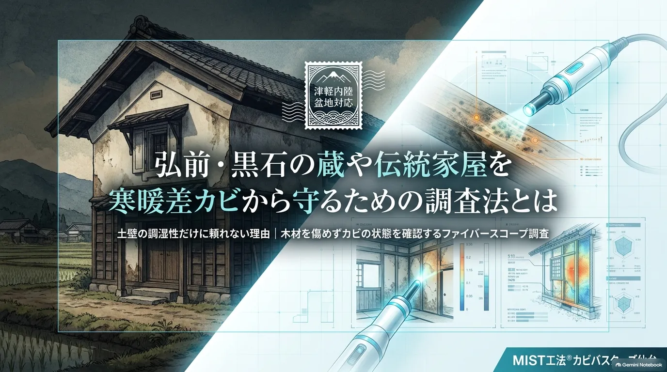 弘前・黒石の蔵や伝統家屋を守る😌寒暖差カビから大切な木材を守る調査法とは