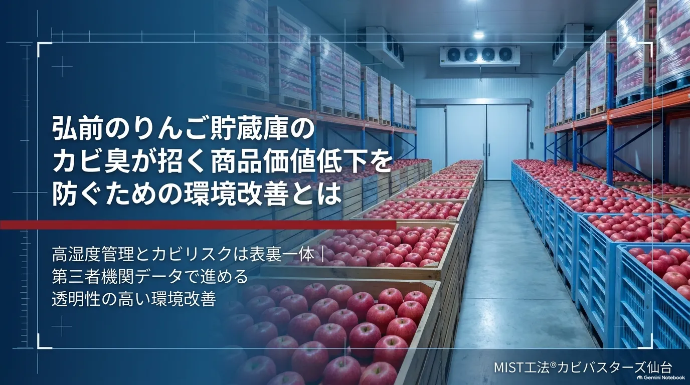 【弘前のりんご農家様へ】貯蔵庫のカビ臭が招く商品価値低下を防ぐには🍎