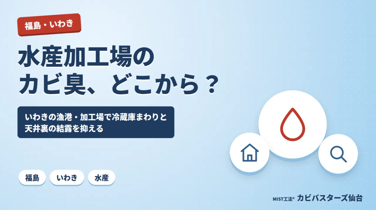 水産加工場のカビ臭、どこから？🐟｜いわきの漁港・加工場で冷蔵庫まわりと天井裏の結露を抑える